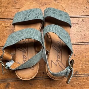 Zodiac Oceana Cork Wedge Sandals Green Size 5.5 Small Flaw